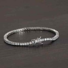 Bracelet tennis diamant naturel taille ronde certifié GH/SI en or blanc massi...
