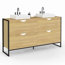 Meuble double vasque salle de bain DETROIT 4 tiroirs design industriel