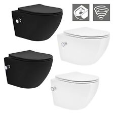 WC suspendu sans rebord avec fonction bidet long/court blanc/noir en céramique