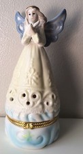 Porcelain Angel Holding Dove Figurine Trinket Holder 