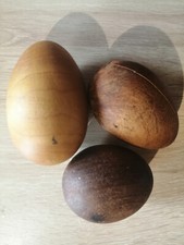 3 oeufs à repriser en bois ancien mercerie