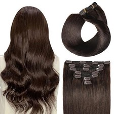 Extension Cheveux Naturel Clip Remy Vrais Cheveux Humain Lisse Extension a Cl...