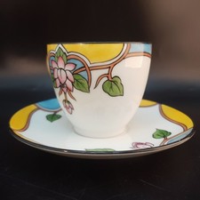 #2 Tasse café & soucoupe Porcelaine Limoges Décor Art Déco Lefort & Gayout 1930