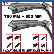 2 ESSUIE GLACE PLAT LONGUEUR 700MM + 650MM AVANT TYPE AEROTWIN PEUGEOT 307
