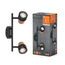 Plafonnier LED Applique Murale Decor Spot Liège Noir 2 X 3,4W GU10 Pivotant