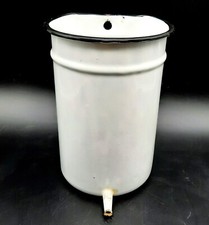 Ancien pot à lavement CESCO Tôle émaillé blanc XXème