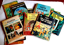 Anciennes  bd tintin 13 albums ,années 40, 50, 60 et 70 (très mauvais états)