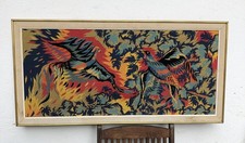 TAPISSERIE , CANEVAS VINTAGE ANNEES 70'S OISEAUX LUMINEUX À La Volette 104 cm