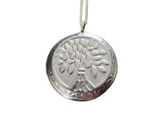 Pendentif médaillon porte photo arbre de vie et sa chaîne.