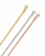 Collier En Chaîne De Trombone En Papier De 2,1 Mm En Or Jaune, Blanc Et Rose 14K