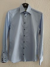 Chemise coton IZAC Bleu ciel T 36 XS slim fit homme