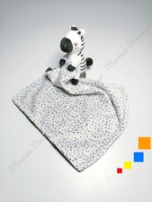 Doudou Plat/Mouchoir Zèbre Blanc Gris/Noir Pois Étoiles - Du Pareil Au Même DPAM