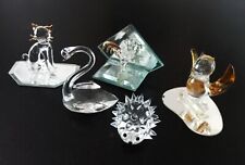 FIGURINES PETIT CHAT, CYGNE, HERISSON, COQ  & CHOUETTE/HIBOU EN CRISTAL
