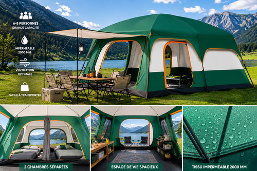 Tente camping verte - 2, chambres