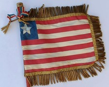 Petit Drapeau Franco Liberia WWI soie frange or souvenir militaire flag Africa