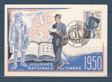 carte  1er jour  journée du timbre   69  Lyon    1950