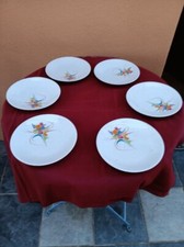 Lot 6 Assiettes plates Dessert ANCAP Véritable Porcelaine Made in Italy Vintage