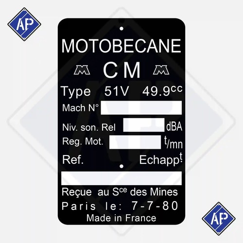 Plaque mines motobécane 51v - plaque,