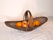 Panier en osier allongé avec anse – corbeille rustique vintage / déco campagne