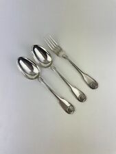 Ensemble De 3 Couverts (2 Cuillères 1 Fourchette) Modèle Coquille Argent Massif