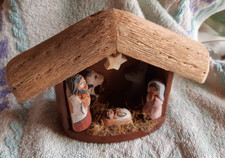 CRECHE EN BOIS SANTON NOEL JESUS ST JOSEPH VIERGE BOEUF ANE DIMENSIONS 15X5X10CM