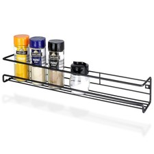 Étagère Murale Épices Métal Noir 40x6,5x6,5 cm Porte-Épices Style Loft