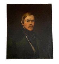 Ancien Tableau HST Portrait d'un Gentilhomme Epoque Napoléon III - Signé - 19ème