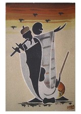 Grand tableau de sable africain du sénégal musiciens les deux griots