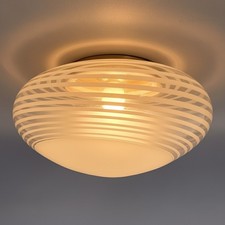 Lampe Plafonnier En Verre De Murano Avec Spirale Blanche Design Moderniste 1970