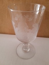 Grand Verre Ancien En Cristal Taillé Souvenir De 1ère Communion.
