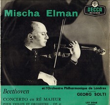 MISCHA ELMAN, GEORG SOLTI, BEETHOVEN CONCERTO LP 1955 DECCA LXT 5068