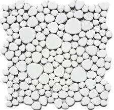 Mosaikdrops Galets Blanc Céramique Cuisine Bain Receveur de Douche Wc : 12-0102_