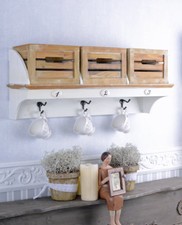 ARMOIRE ÉTAGÈRE MURALE SHABBY CHIC PORTE-SERVIETTES POUR LA CUISINE bois blanc