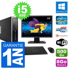 PC HP 8100 Elite SFF Ecran 19" Core i5-650 RAM 8Go Disque 500Go Windows 10 Wifi