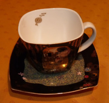 Grande tasse à thé ou chocolat et sa soucoupe le Baiser de Klimt der Kuss Goebel