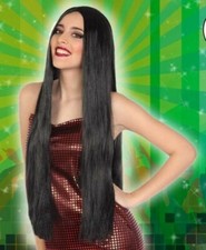 PERRUQUE extra Longue 80cm NOIRE Accessoire Déguisement Femme NEUF