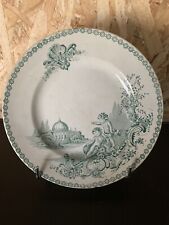 Ancienne Moyenne Assiette Terre De Fer Trianon Vert Diamètre 22 Cm Bouchard