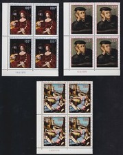 1970 GABON PA N°104/106** Bloc de 4 Coin Daté TABLEAUX,  Corner-Dated Block MNH