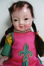 POUPÉE ANCIENNE CHINOISE EN COMPOSITION - HAUTEUR 23 CM - HABIT TRADITIONNEL (1)