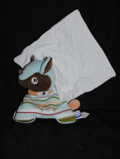 Peluche doudou chien mouchoir blanc cajou SUCRE D'ORGE bleu biche faon TTBE