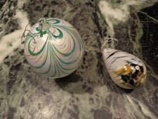 2 Anciennes Boules De Noël Verre Soufflé.