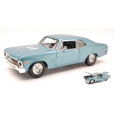 CHEVROLET NOVA SS COUPE' 1970 LIGHT METALLIC BLUE 1:18 Maisto Auto Stradali Nouv