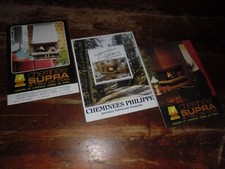 A VOIR !! LOT 3 ANCIENNES BROCHURES " CHEMINEES SUPRA + PHILIPPE " Années 1980