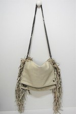 Zadig et Voltaire, Sac pochette " Rock " porté épaule ou bandoulière, cuir écru