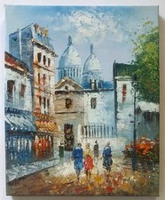 Tableau moderne place de Paris ancienne animée.