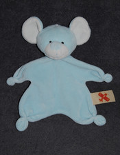 ?Doudou Plat Souris NICOTOY KIABI C&A SIMBA TOYS Bleu Blanc 4 Noeuds Mouse TTBE