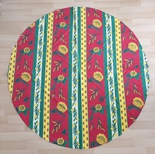 nappe ronde provençale fleurie tournesols vintage rouge vert jaune Provence