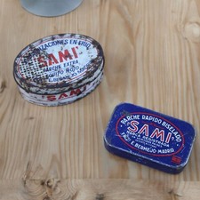 2 Boîte De Tin Ancien Patch Sami Russet Moto Garage Moteur c1960 Madrid