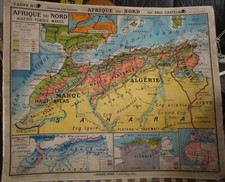 Vieille carte scolaire 1926 Brunhes Algérie Maroc Sahara Croisière Noire Citroen