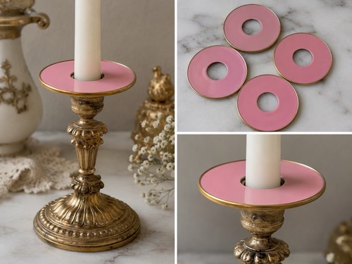 Bobèche opaline 19e rose - en,